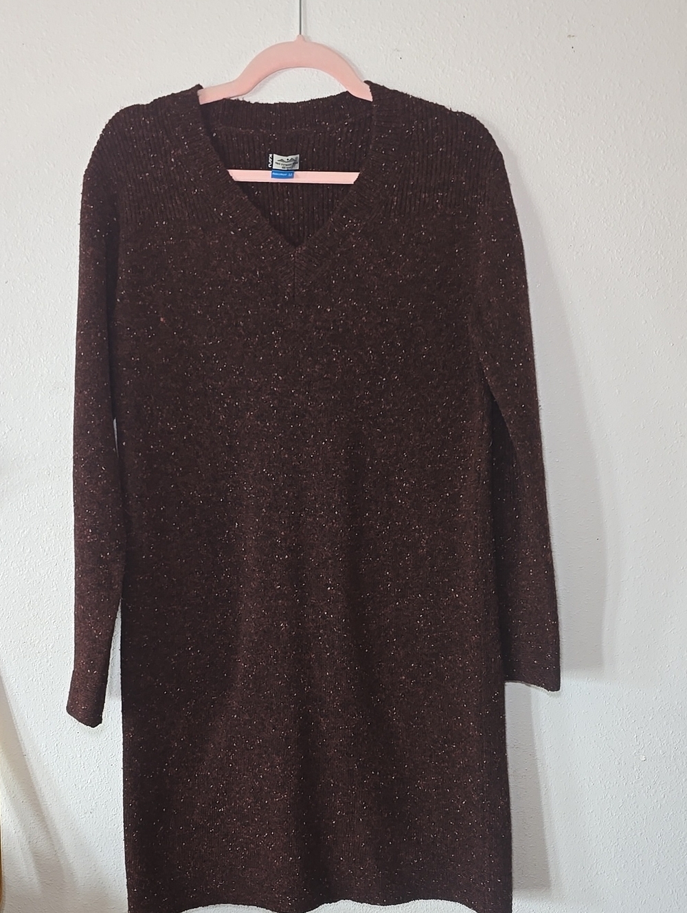 Kavu long sleeve sweater knit dress size M Lambwool blend burnt orange